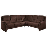 ECKSOFA in Mikrofaser Braun  275/223 cm  - Beige/Alufarben, KONVENTIONELL, Textil/Metall (275/223cm) - Beldomo Comfort