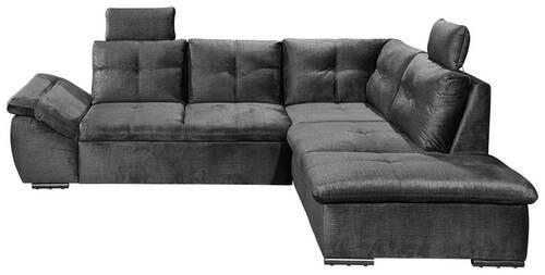ECKSOFA in Mikrovelours Schwarz - Schwarz, Konventionell, Kunststoff/Textil (265/217cm) - Carryhome