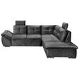 ECKSOFA Schwarz Mikrovelours  - Schwarz, KONVENTIONELL, Kunststoff/Textil (265/217cm) - Carryhome