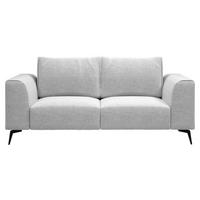 2-SITZER-SOFA in beflockt Hellgrau  - Hellgrau/Schwarz, Design, Holz/Textil (186/88/90cm) - MID.YOU