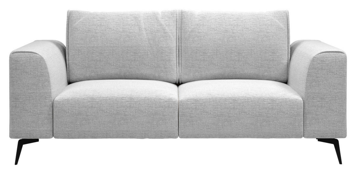 2-SITZER-SOFA in beflockt Hellgrau  - Hellgrau/Schwarz, Design, Holz/Textil (186/88/90cm) - MID.YOU