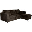 ECKSOFA  in Flachgewebe Dunkelbraun  - Dunkelbraun/Schwarz, KONVENTIONELL, Textil/Metall (252/162cm) - Carryhome