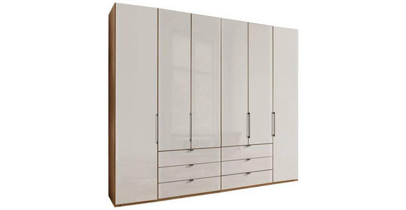 FALTTÜRENSCHRANK 250/236/58 cm 6-türig Champagner, Eiche Bianco - Schieferfarben/Eiche Bianco, KONVENTIONELL, Glas/Holzwerkstoff (250/236/58cm) - Dieter Knoll