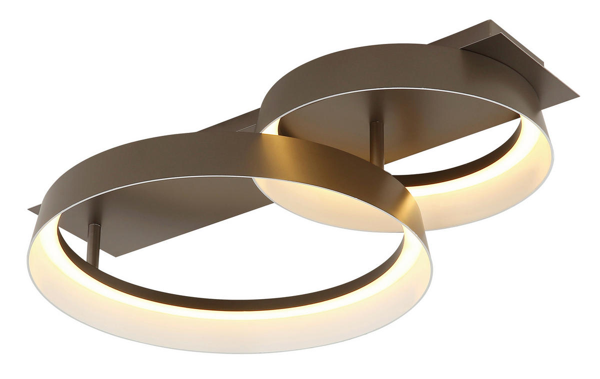 LED-DECKENLEUCHTE 50/35/12 cm   - Opal/Braun, Design, Kunststoff/Metall (50/35/12cm) - Globo