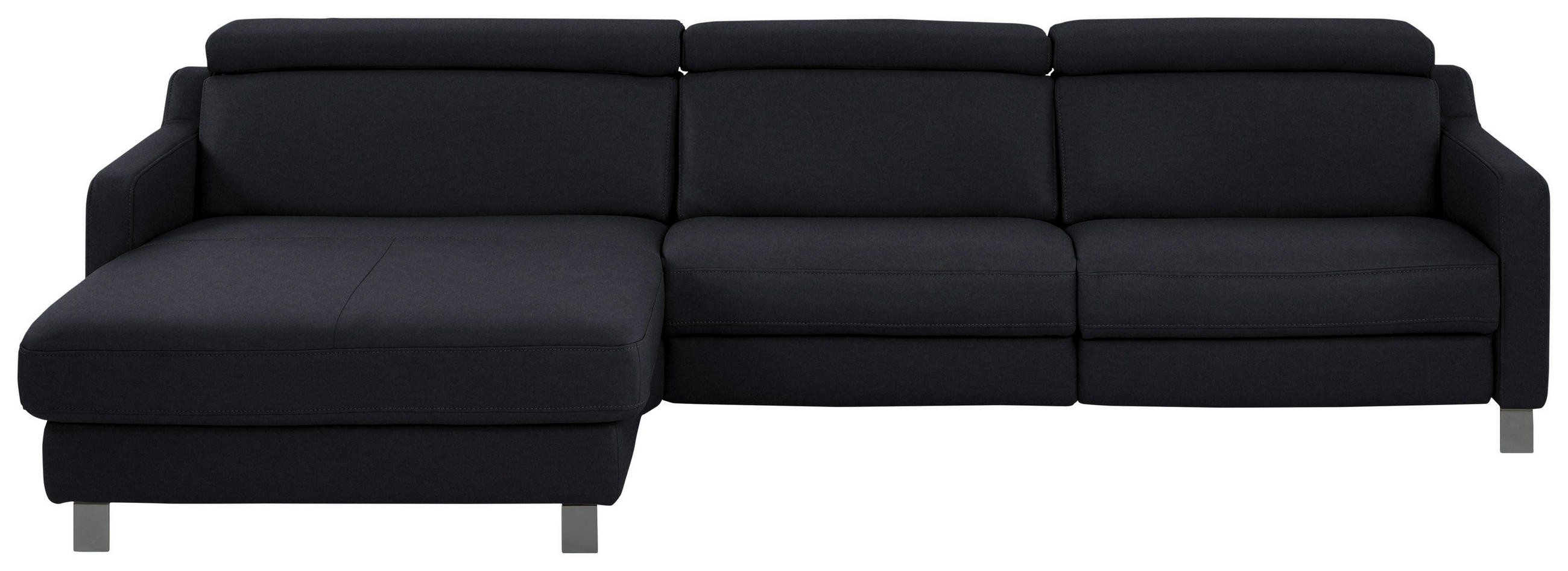 ECKSOFA in Echtleder Schwarz  - Schwarz, Design, Leder/Metall (176/291cm) - Valdera