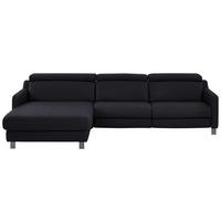 ECKSOFA in Echtleder Schwarz  - Schwarz, Design, Leder/Metall (176/291cm) - Valdera