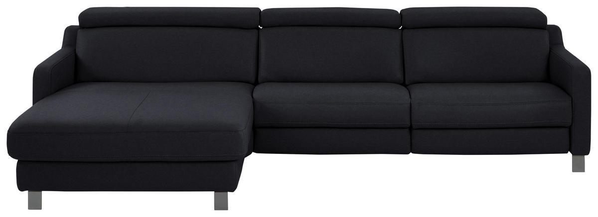 ECKSOFA in Echtleder Schwarz  - Schwarz, Design, Leder/Metall (176/291cm) - Valdera