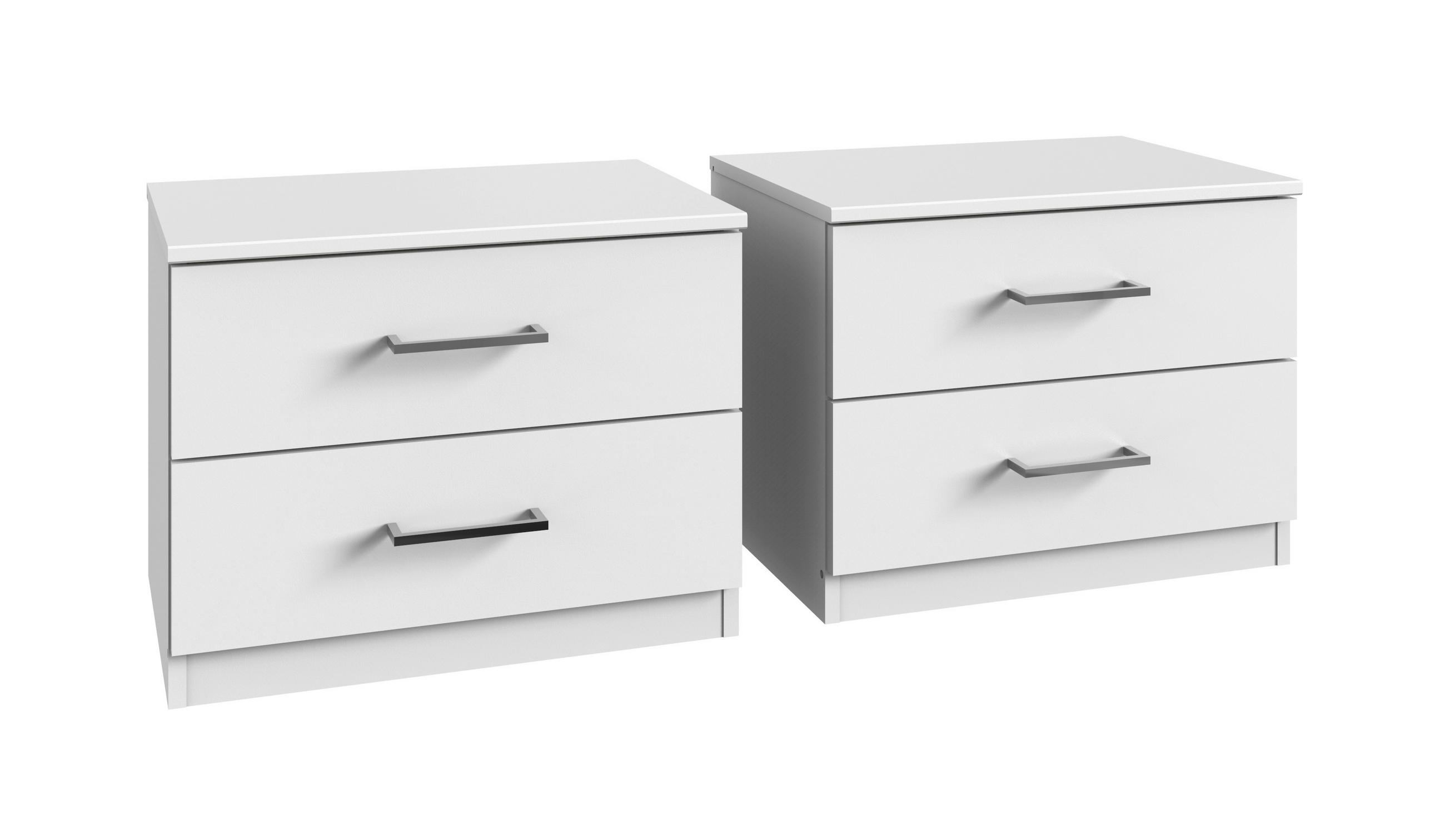 ÉJJELISZEKRÉNY SZETT fehér  - króm/fehér, Design, műanyag/faalapú anyag (52/40/38cm) - Ti'me