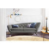 CHESTERFIELD-SOFA in Mikrofaser Grau, Schwarz  - Schwarz/Grau, Design, Textil/Metall (223/84/90cm) - Pure Home Lifestyle