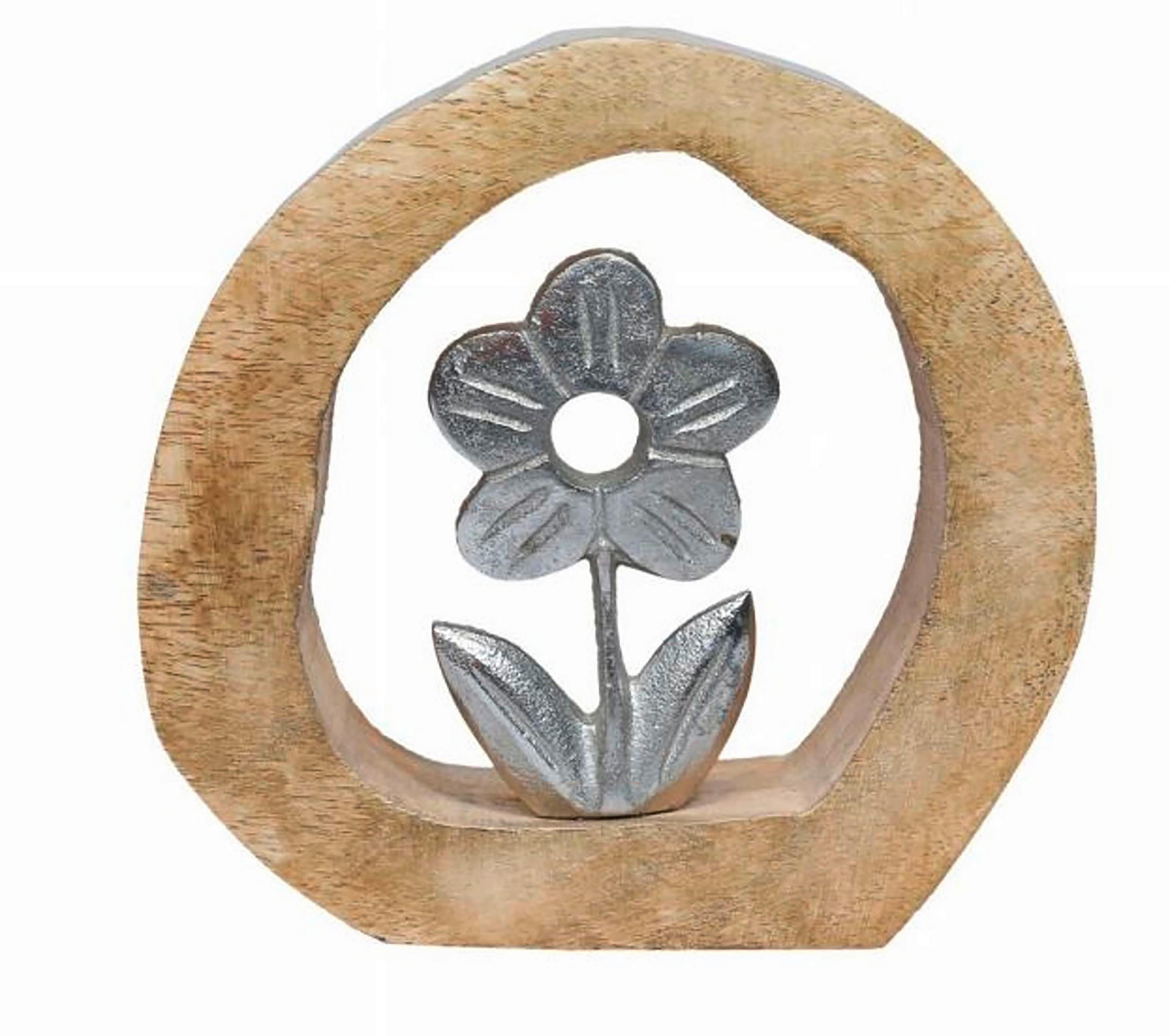 FLOARE DECORATIVĂ - culoare nichel/culoare natur, Lifestyle, lemn/metal (18/17/7cm)