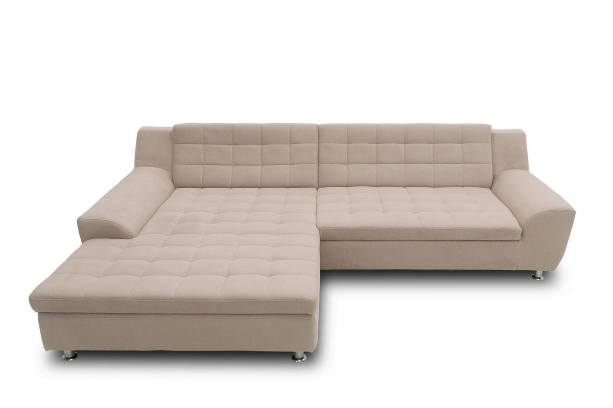 ECKSOFA MORTON Taupe Mikrofaser  - Taupe/Chromfarben, MODERN, Textil/Metall (304/200/84cm) - MID.YOU