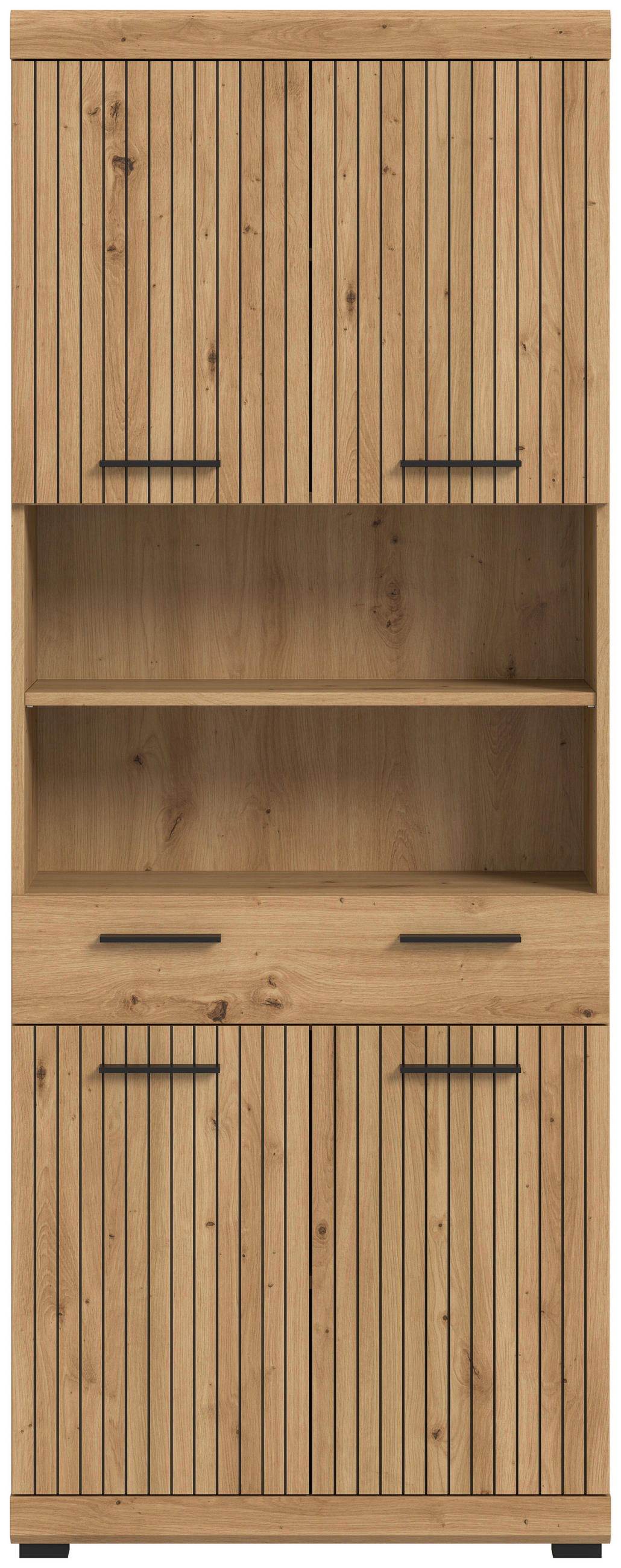 HOCHSCHRANK 74/191/31 cm  - Schwarz/Eiche Artisan, Trend, Holzwerkstoff/Kunststoff (74/191/31cm) - MID.YOU