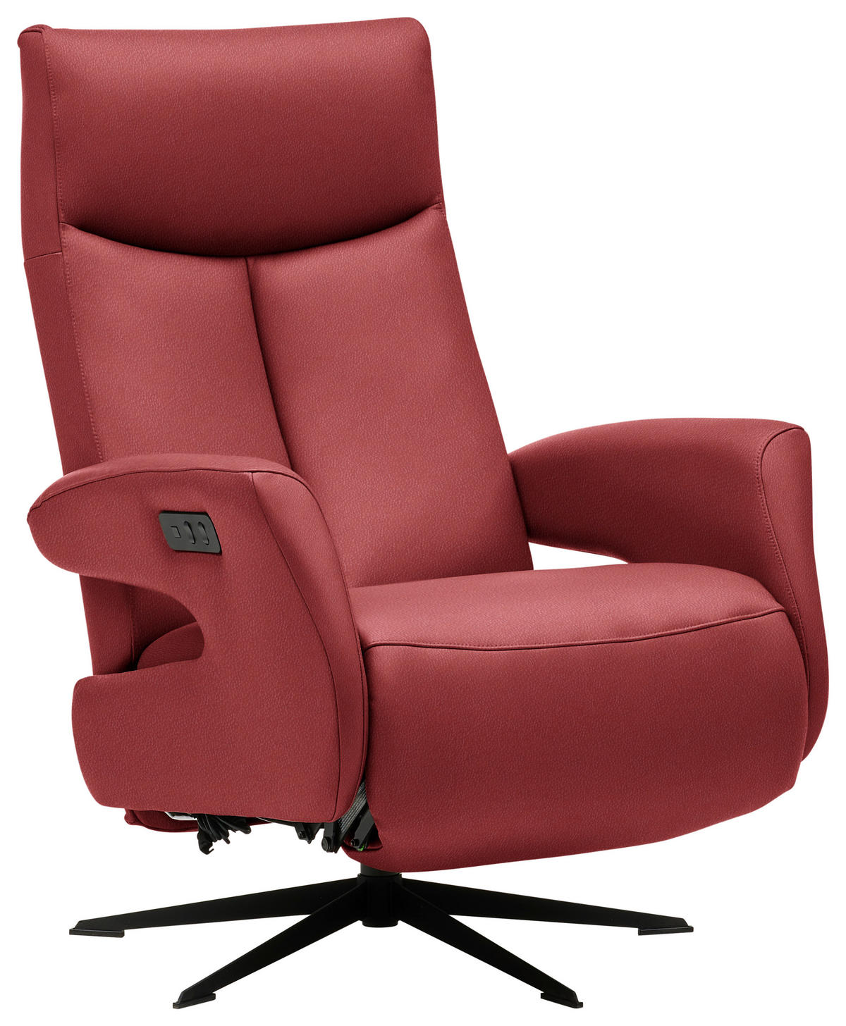 RELAXSESSEL Echtleder Relaxfunktion    - Rot/Schwarz, Design, Leder/Metall (74/105/82cm) - Welnova