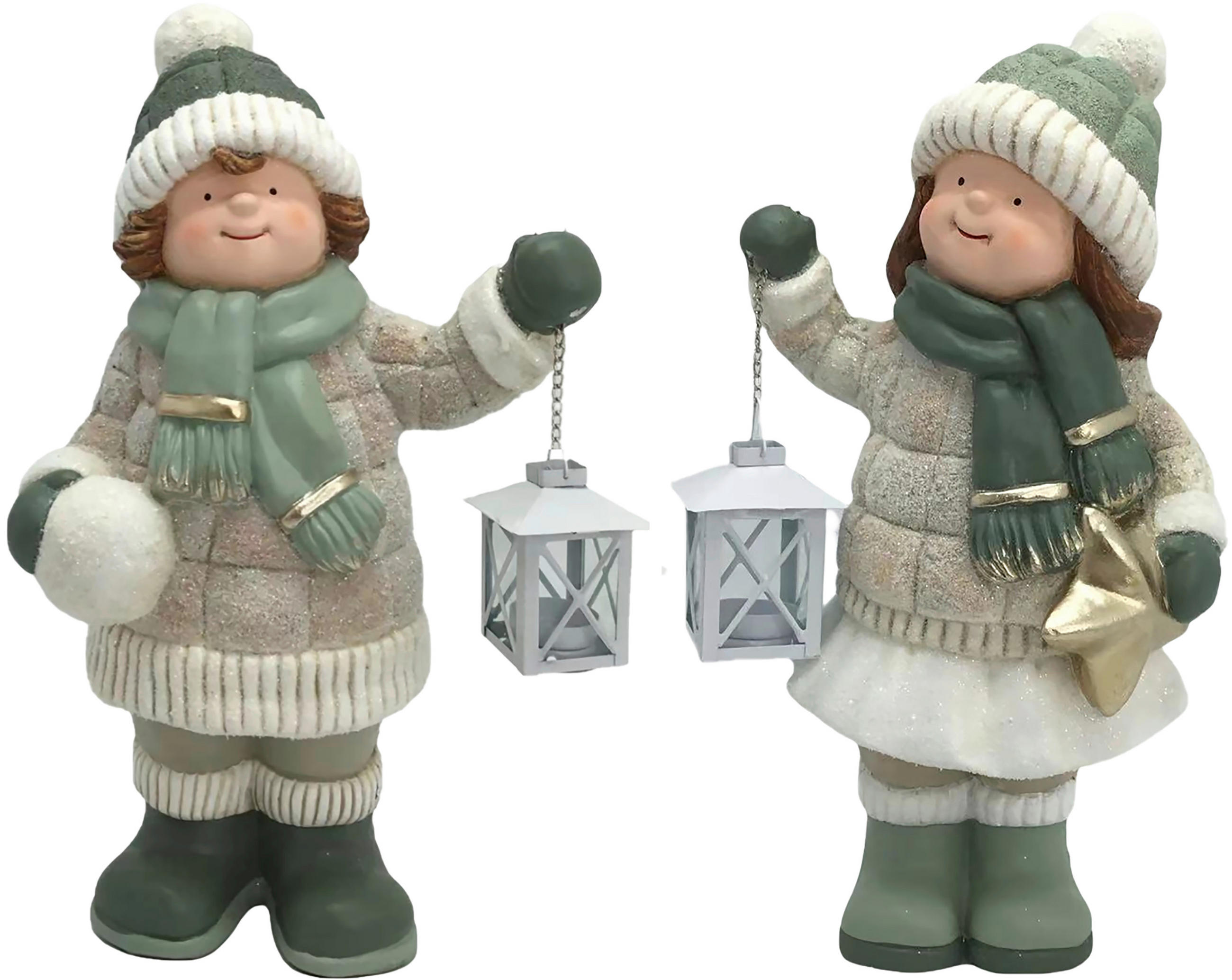 DEKORAČNÍ POSTAVIČKA - DÍTĚ - bílá/zelená, Lifestyle, kov/kámen (24/42,5/16cm) - X-Mas
