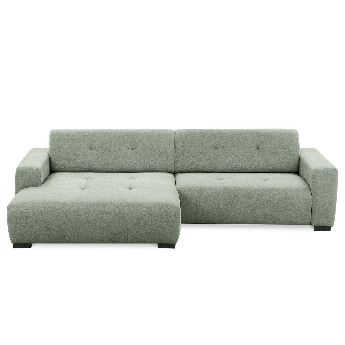 ECKSOFA AUSTIN Salbeigrün Flachgewebe Sitztiefenverstellung  - Salbeigrün/Schwarz, Design, Kunststoff/Textil (169/286cm) - Livetastic