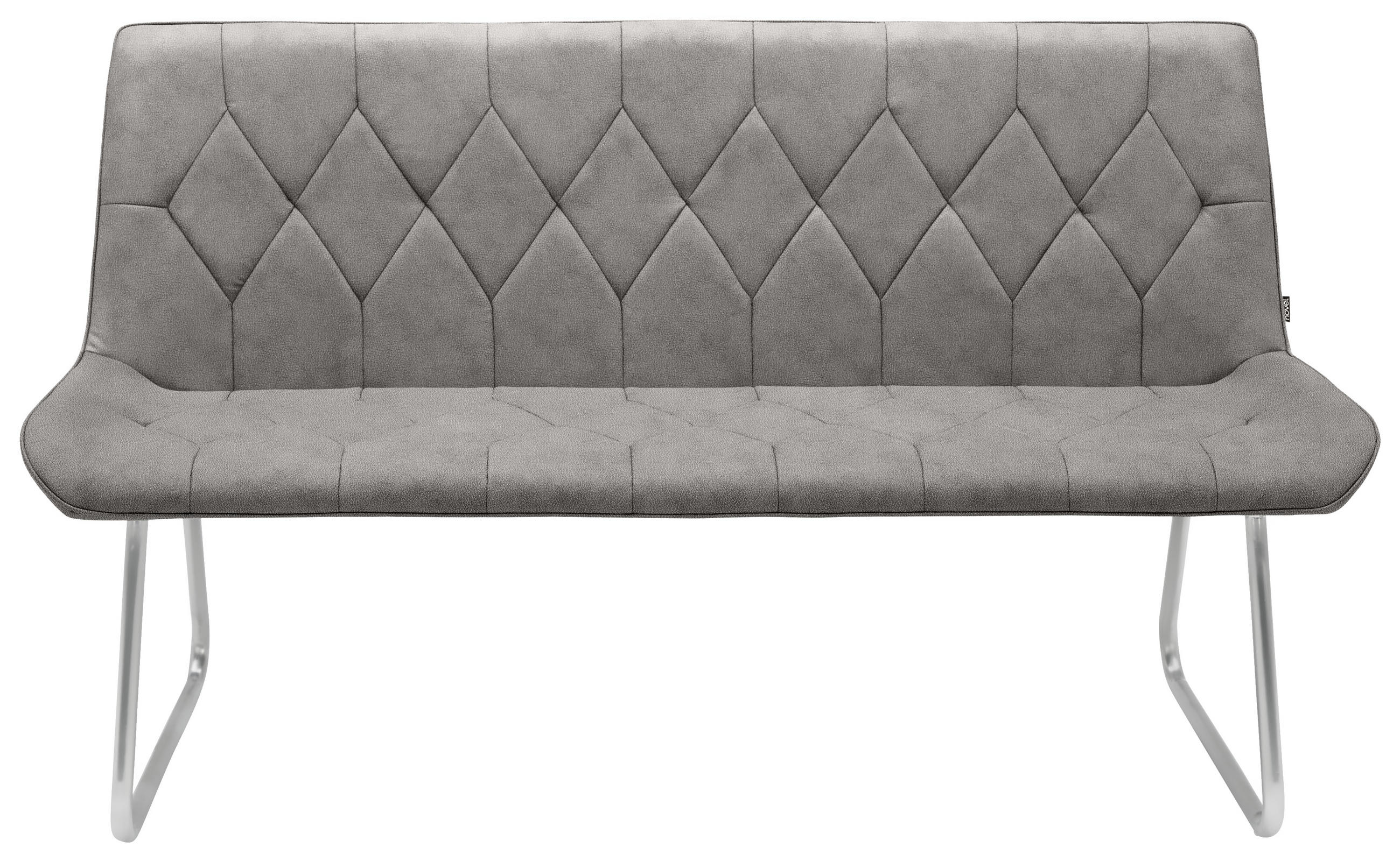 BANCĂ 155/87/65 cm in gri, culoare inox - culoare inox/gri, Design, lemn/metal (155/87/65cm) - Novel