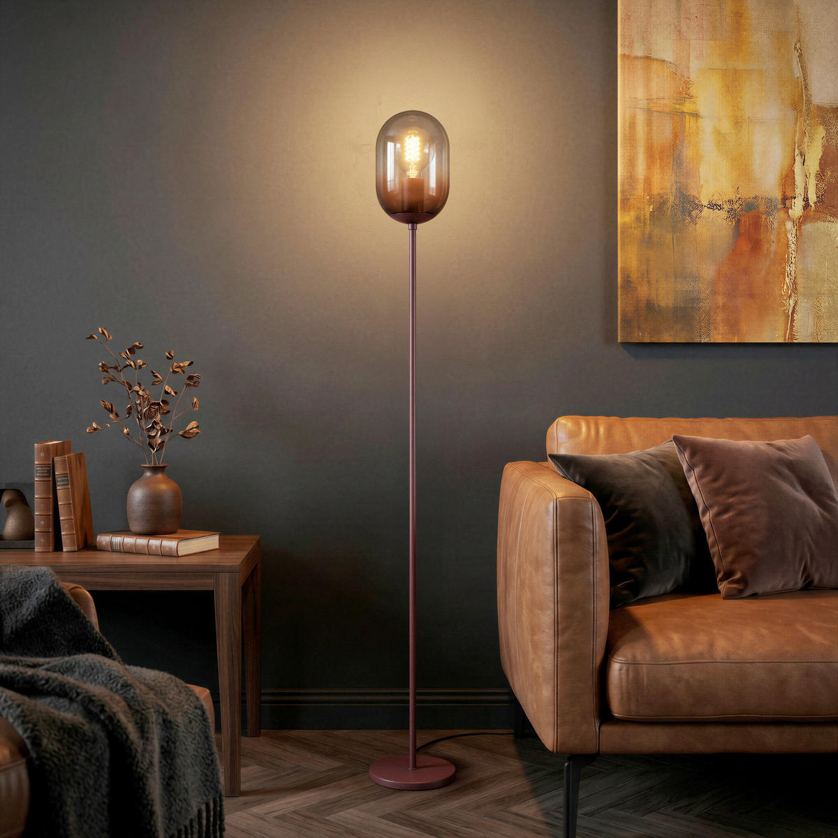 STEHLEUCHTE 15/140 cm  - Orange, Design, Glas/Metall (15/140cm) - Eglo
