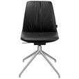 STUHL  in Aluminium Echtleder pigmentiert Metall, Leder  - Schwarz/Alufarben, Design, Leder/Metall (46/81,5-84,5/55cm) - Johann Jakob