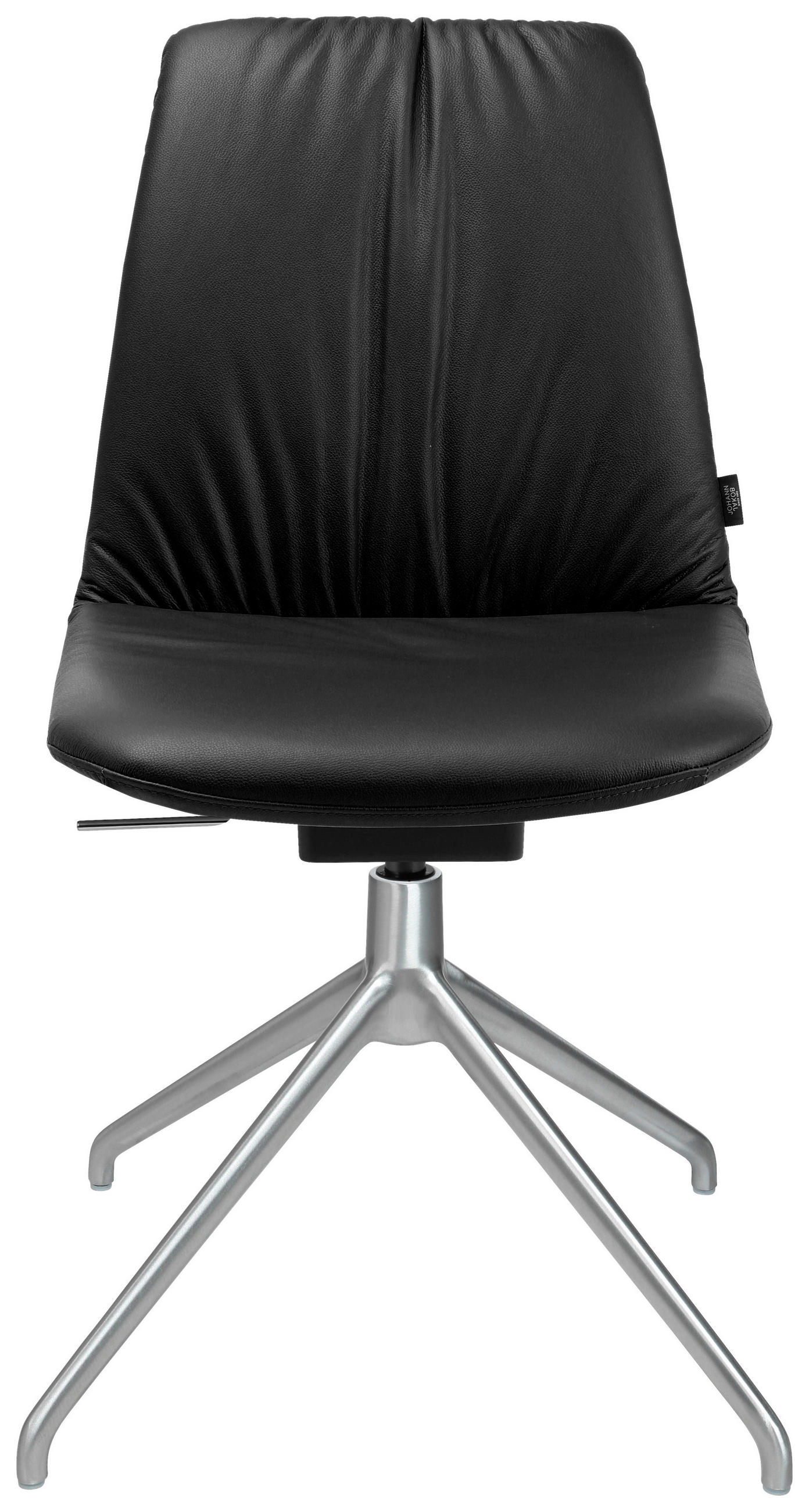 STUHL Echtleder Schwarz, Alufarben  - Schwarz/Alufarben, Design, Leder/Metall (46/81,5-84,5/55cm) - Johann Jakob