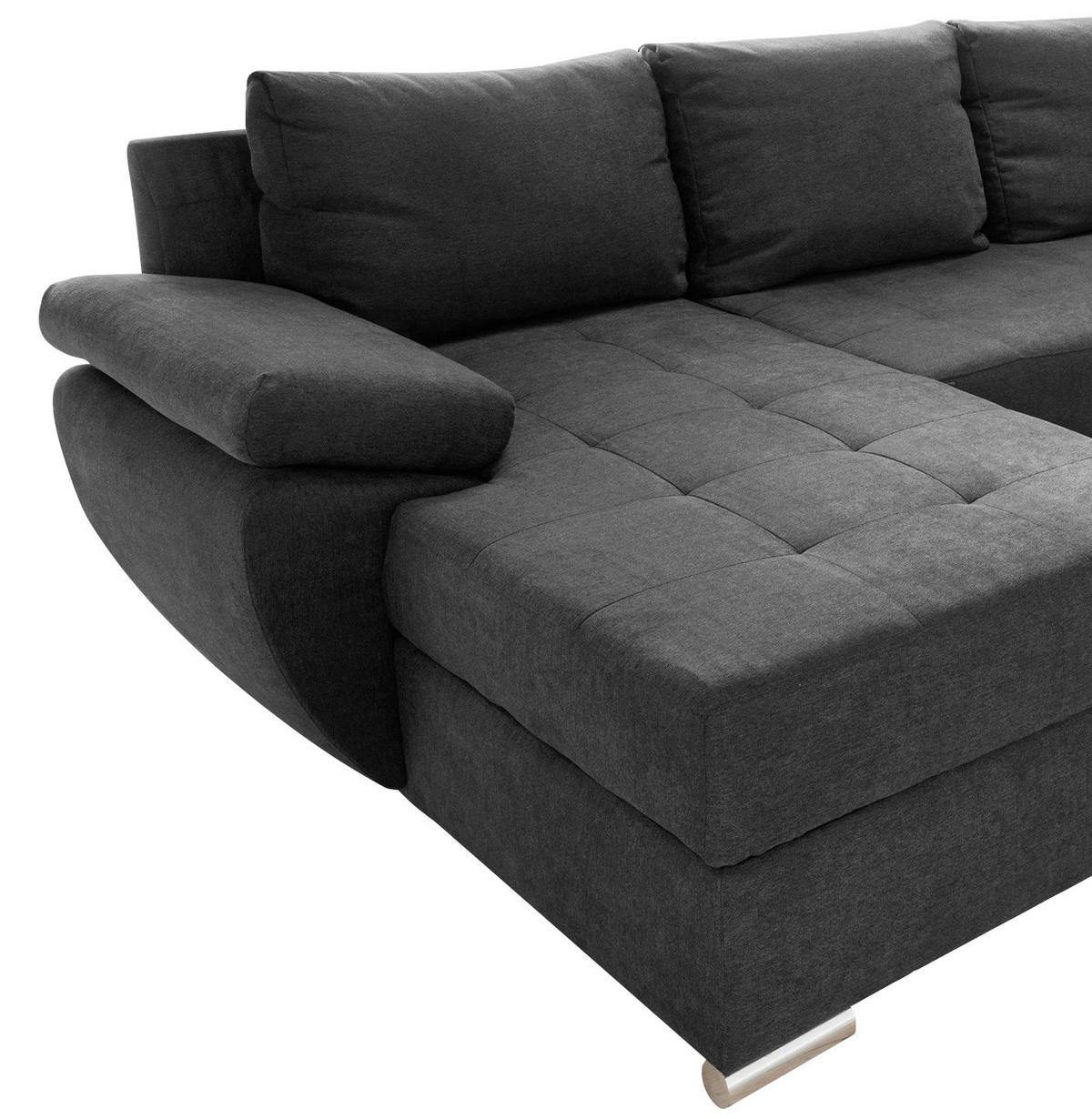 WOHNLANDSCHAFT Anthrazit Mikrofaser  - Chromfarben/Anthrazit, KONVENTIONELL, Textil/Metall (157/305/219cm) - Livetastic
