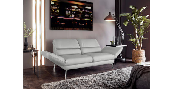 2-SITZER-SOFA in Echtleder Hellgrau  - Chromfarben/Hellgrau, Design, Leder/Metall (172/83/96cm) - Dieter Knoll