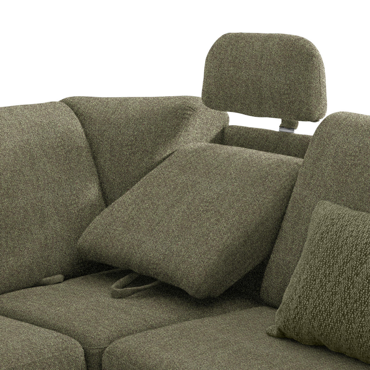 WOHNLANDSCHAFT in Chenille Olivgrün  - Alufarben/Olivgrün, KONVENTIONELL, Kunststoff/Textil (158/322/236cm) - Sedda