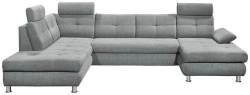 WOHNLANDSCHAFT Hellgrau Webstoff  - Hellgrau, MODERN, Kunststoff/Textil (233/349/177cm) - MID.YOU