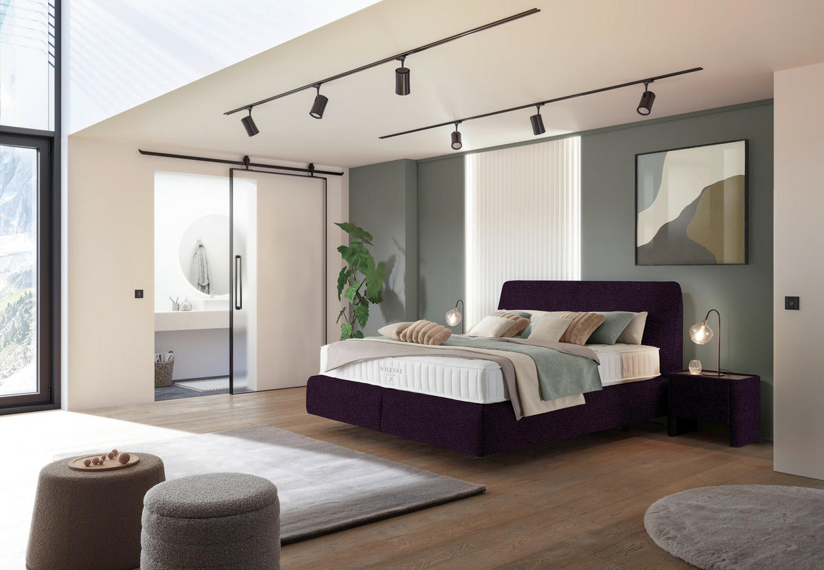 BOXSPRINGBETT 160/200 cm  in Violett  - Violett/Schwarz, Design, Kunststoff/Textil (160/200cm) - Johann Jakob