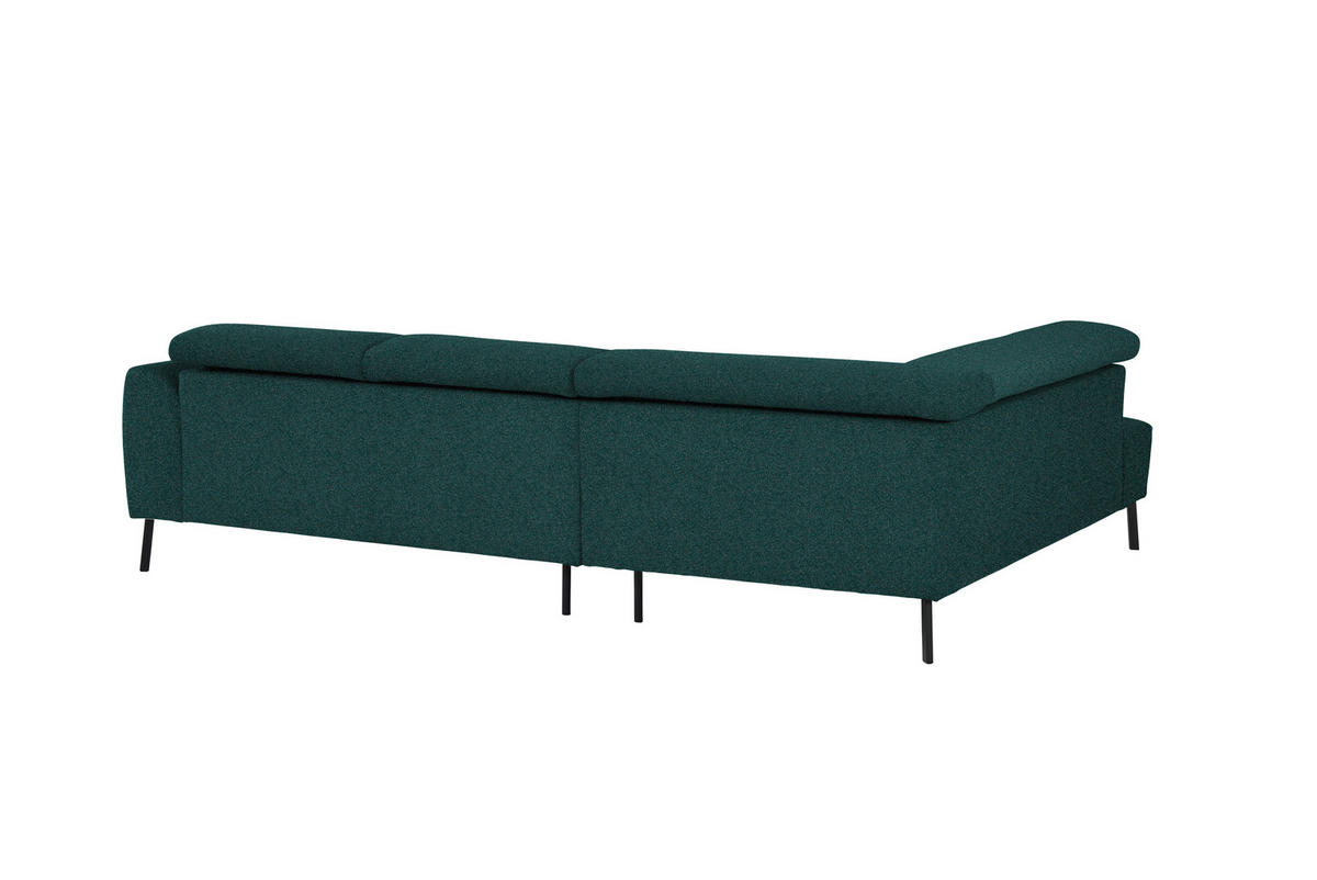 ECKSOFA in Struktur Petrol  205/280 cm  - Petrol/Schwarz, Design, Textil/Metall (205/280cm) - Xora