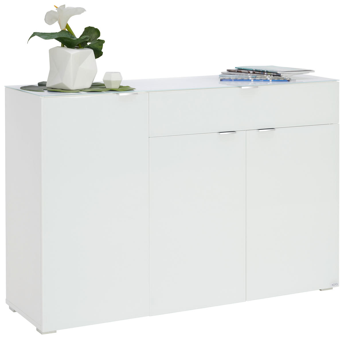 KOMMODE  in 137/92/42 cm  - Chromfarben/Weiß, Design, Glas/Holzwerkstoff (137/92/42cm) - Novel