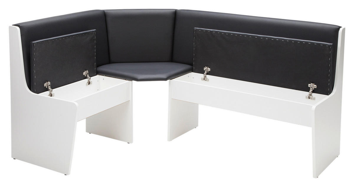 ECKBANKGRUPPE in Textil, Holzwerkstoff Schwarz, Weiss  - Weiss/Schwarz, Konventionell, Holzwerkstoff/Textil (130/169cm) - Boxxx