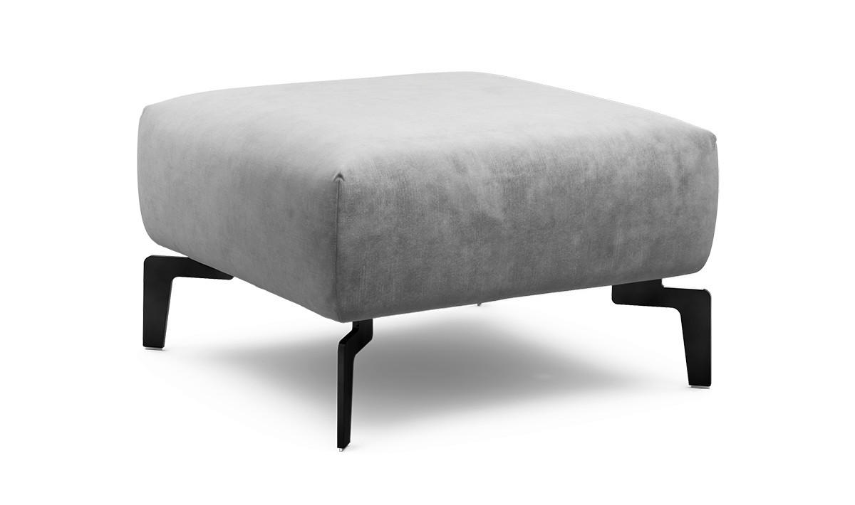 HOCKER Samt Hellgrau  - Hellgrau/Schwarz, Design, Textil/Metall (70/70/46cm) - SENSOO