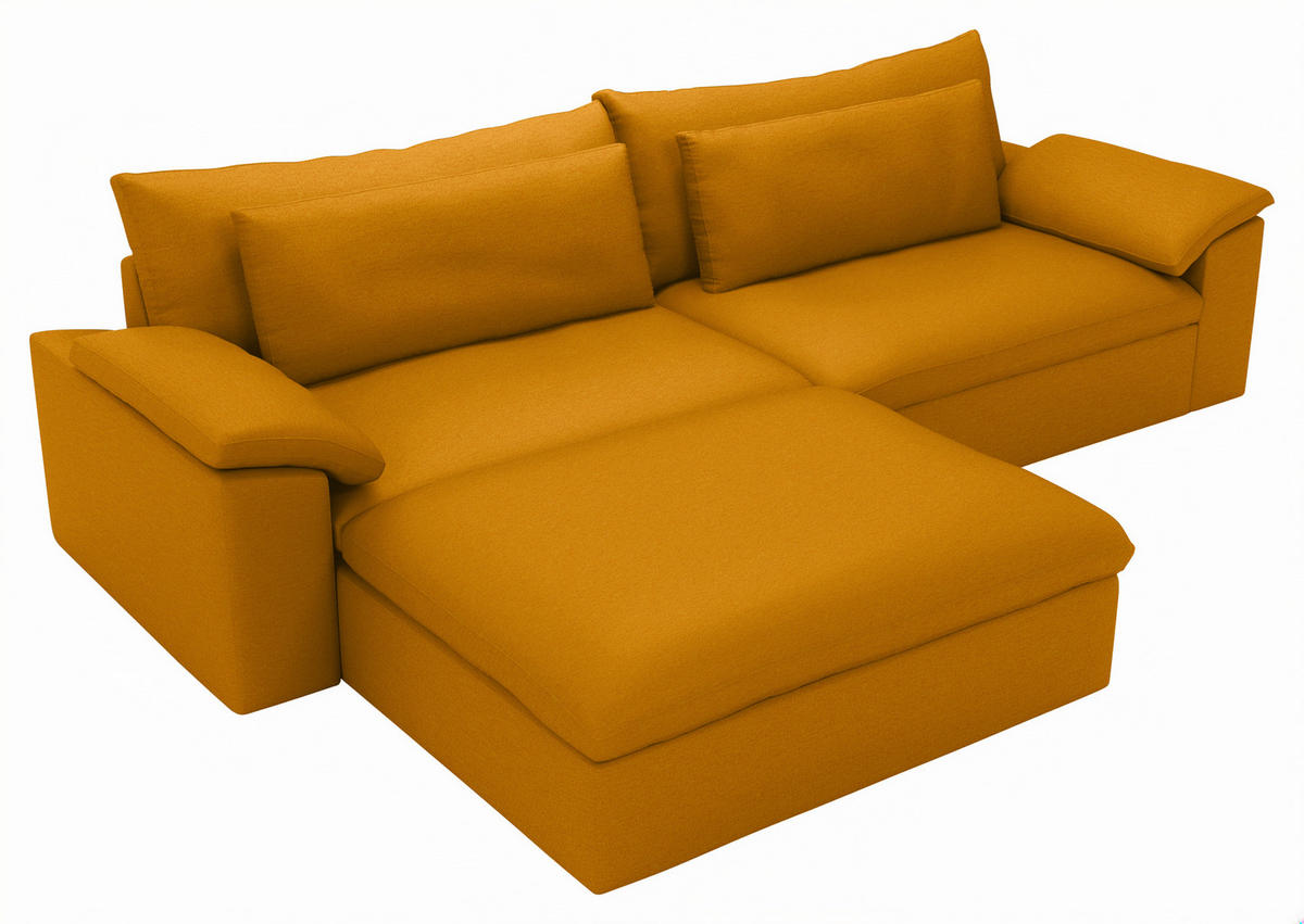 ECKSOFA Flachgewebe Currygelb  - Currygelb/Schwarz, Modern, Kunststoff/Textil (198/306cm) - Carryhome