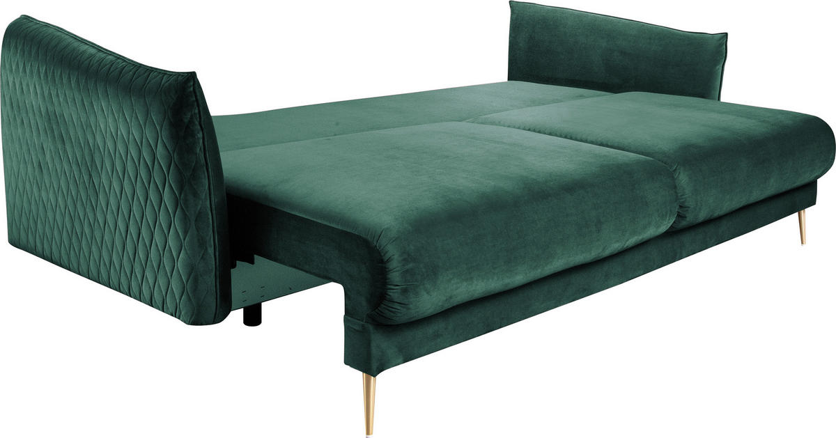 SCHLAFSOFA Samt Grün  - Goldfarben/Grün, Design, Textil/Metall (235/96/104cm) - MID.YOU
