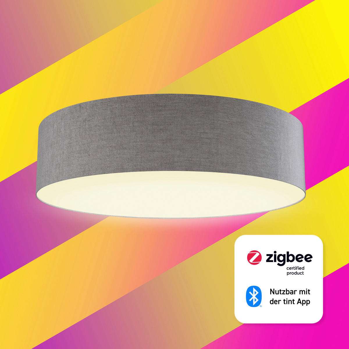 LED-DECKENLEUCHTE  Smart 40 cm  - Taupe, Design, Textil (40cm) - Tint