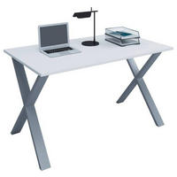 SCHREIBTISCH 110/80/76 cm  in Silberfarben, Weiss  - Weiss/Silberfarben, Modern, Holzwerkstoff/Metall (110/80/76cm) - MID.YOU