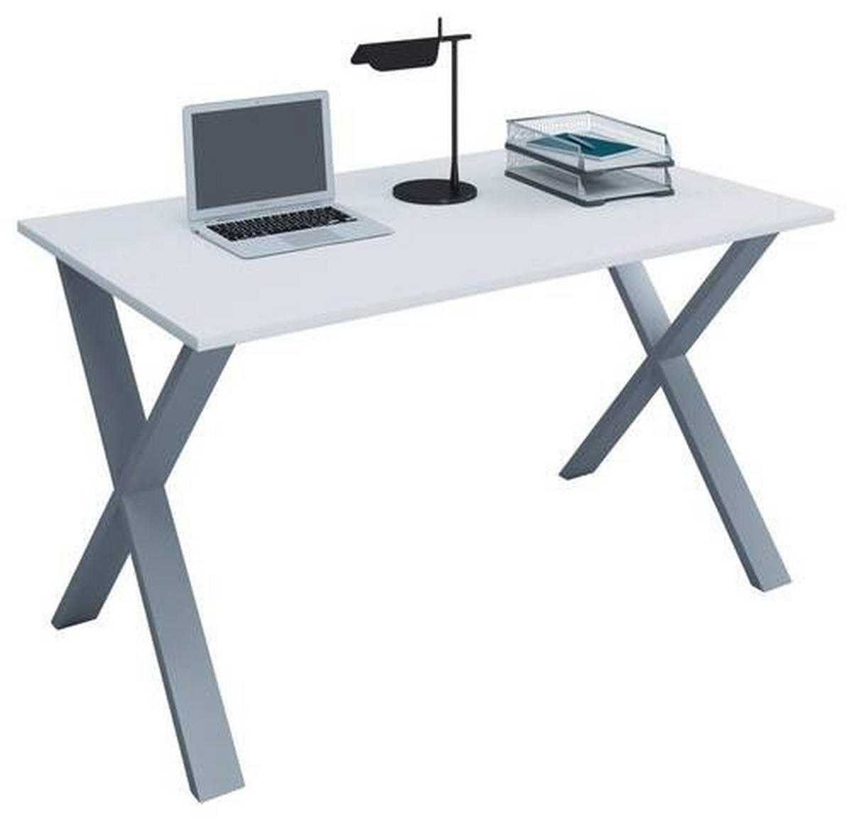 SCHREIBTISCH 110/80/76 cm  in Silberfarben, Weiss  - Weiss/Silberfarben, Modern, Holzwerkstoff/Metall (110/80/76cm) - MID.YOU