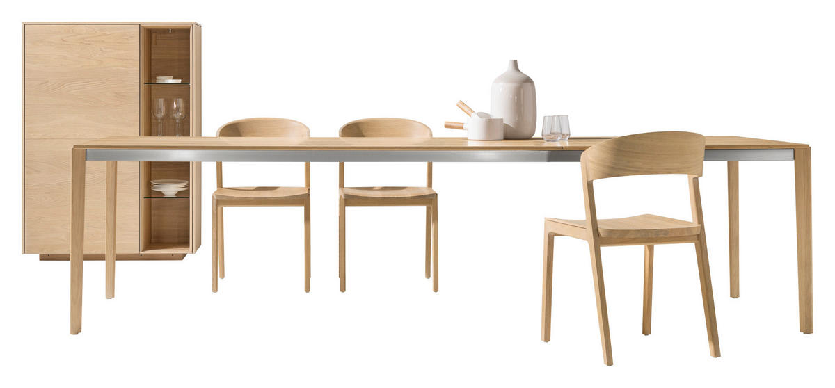 ESSTISCH in Holz, Metall 200(300)/100/75 cm  - Edelstahlfarben/Eichefarben, Design, Holz/Metall (200(300)/100/75cm) - Team 7