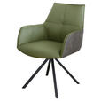 ARMLEHNSTUHL in Eisen Echtleder pigmentiert - Schwarz/Grün, Design, Leder/Textil (59,5/87,5/69cm) - Novel