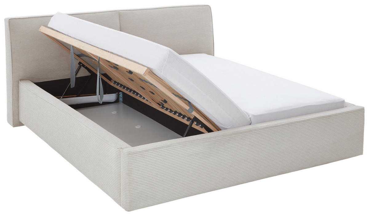 POLSTERBETT 180/200 cm  in Beige  - Birkefarben/Beige, Design, Holz/Textil (180/200cm) - Boxxx