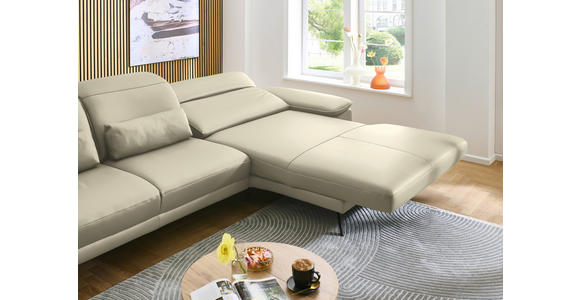ECKSOFA in Echtleder Naturfarben 332/193 cm - Schwarz/Naturfarben, Design, Leder/Metall (332/193cm) - Dieter Knoll
