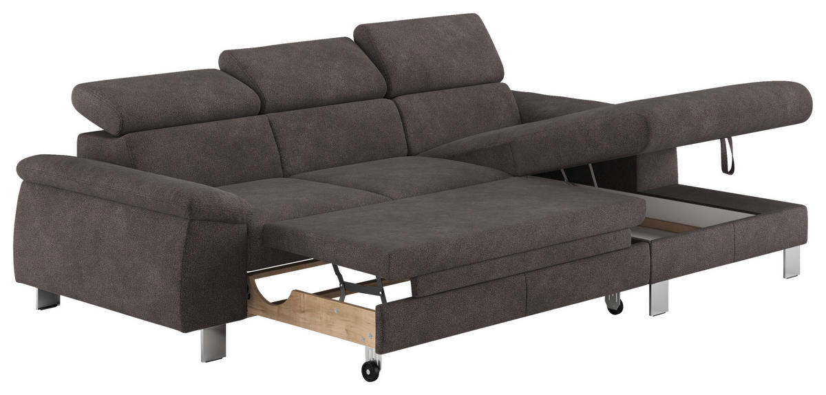 ECKSOFA in Flachgewebe Anthrazit  - Chromfarben/Anthrazit, Design, Textil/Metall (244/166cm) - Livetastic