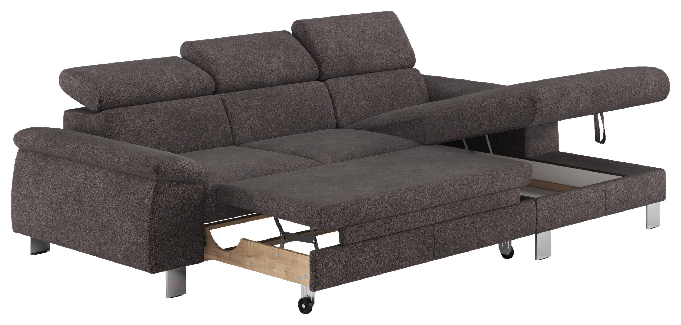 Thumbnail - Livetastic Ecksofa, Anthrazit, Textil, 3-Sitzer, Ottomane rechts, L-Form, 244x166 cm, Made in EU, seitenverkehrt erhältl...