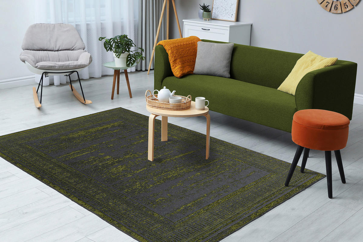 TEPIH NISKOG TKANJA 120/170 cm   zelena  Kalea  - zelena, Basics, tekstil (120/170cm) - Kayoom