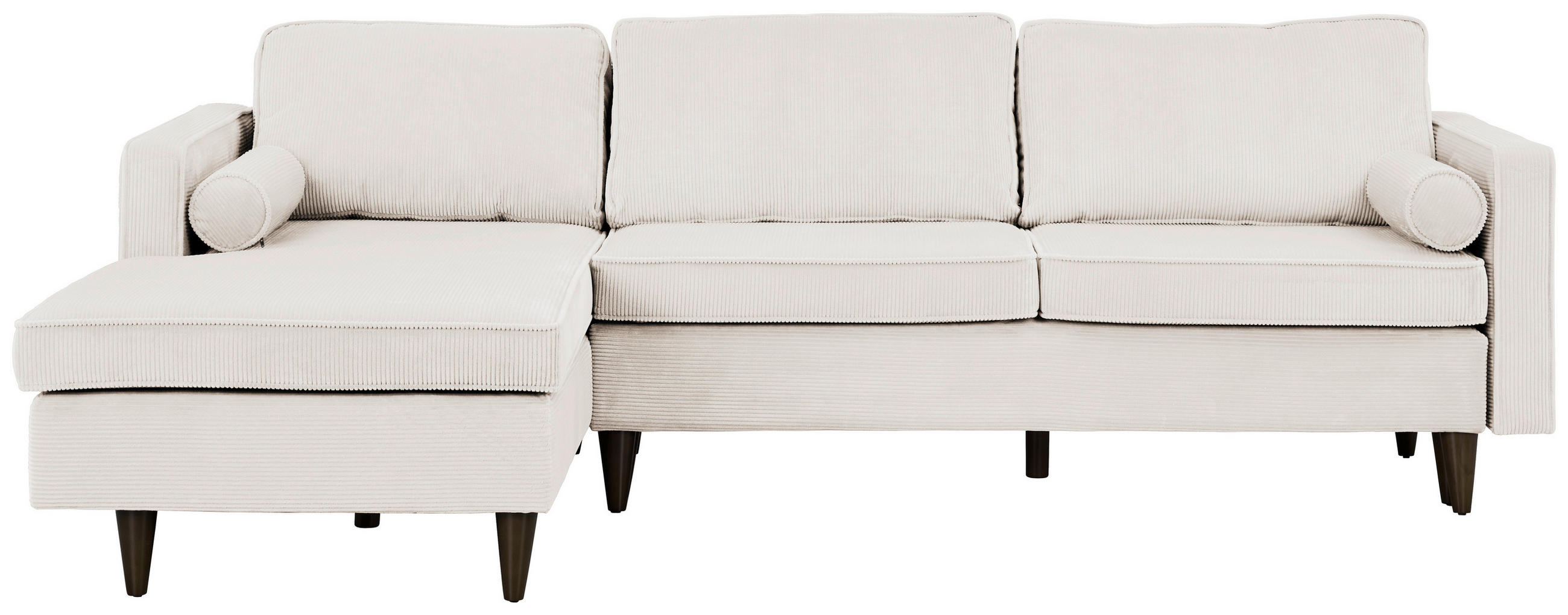 ECKSOFA 178/261 cm  in Cord Creme Rückenkissen, Kissenrolle, Sitzvorzug  178/261 cm  - Eichefarben/Creme, MODERN, Holz/Textil (178/261cm) - Carryhome