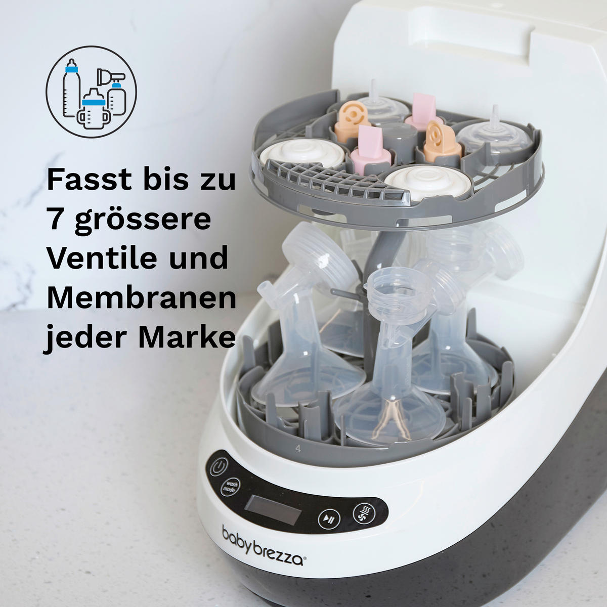 DAMPFSTERILISATOR BWP Einsatz für  Milchpumpen-Teile  - Grau, Basics, Kunststoff (8/20/20cm) - Baby Brezza