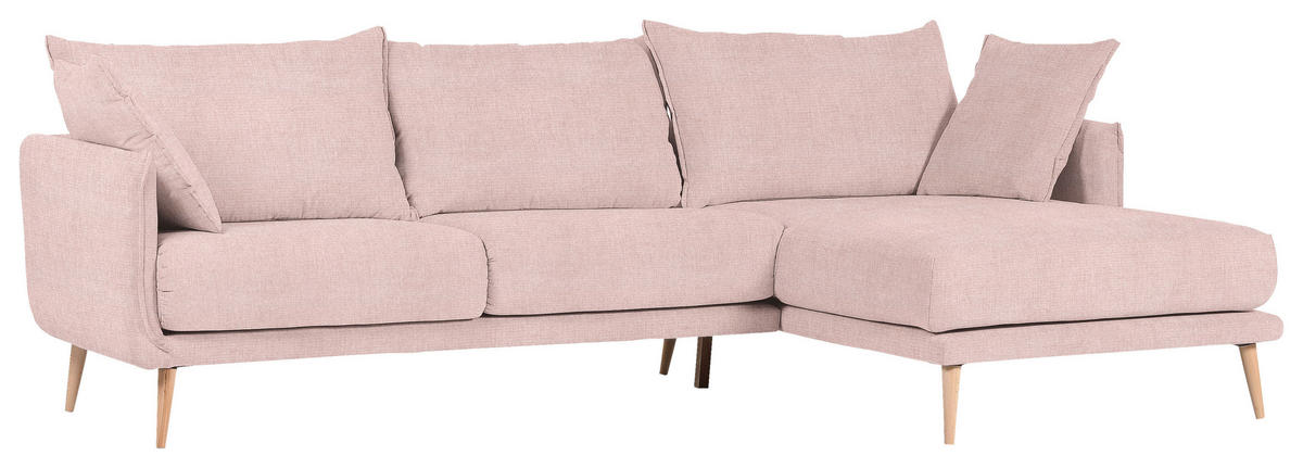 ECKSOFA in Mikrofaser Rosa  - Buchefarben/Rosa, Design, Holz/Textil (270/160cm) - MID.YOU