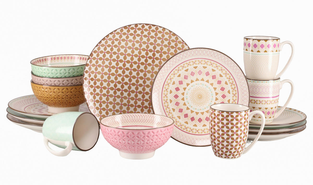 KOMBISERVICE Multicolor 16-teilig 4 Personen  - Multicolor, Basics, Keramik - Creatable