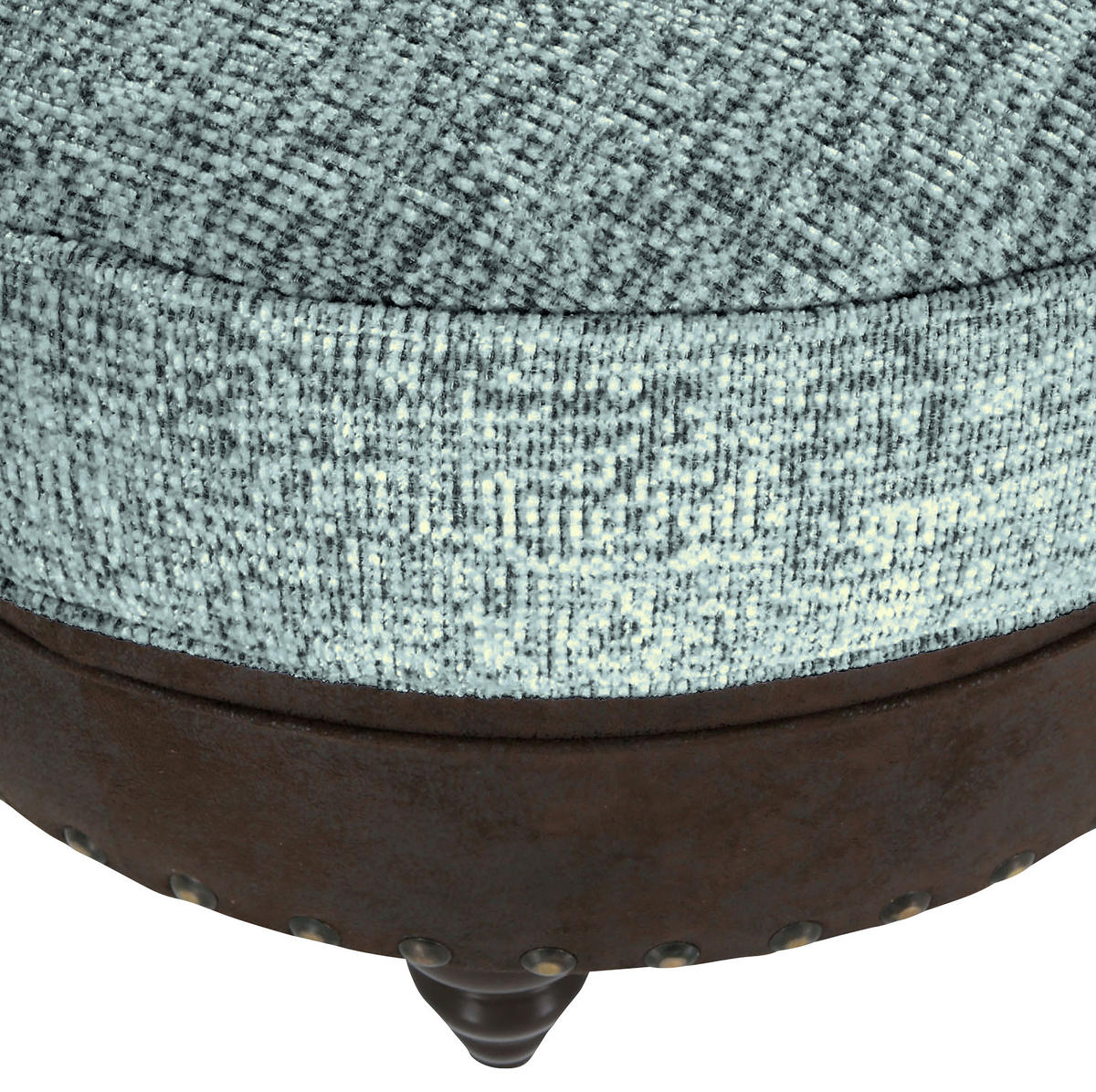 HOCKER Chenille, Mikrofaser Türkis, Dunkelbraun  - Türkis/Dunkelbraun, ROMANTIK / LANDHAUS, Holz/Textil (75/50/75cm) - Landscape