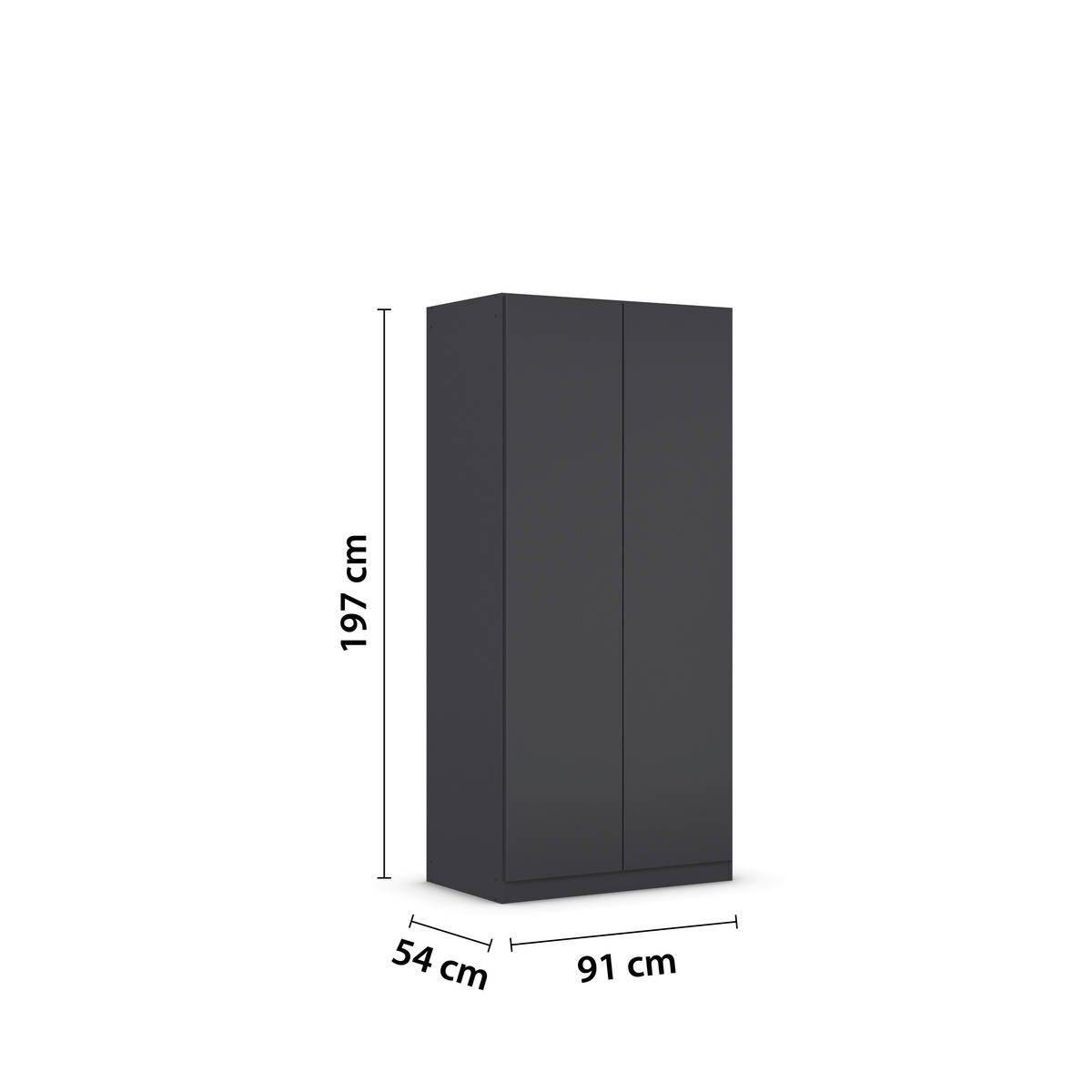 DREHTÜRENSCHRANK in  - Grau, Modern, Holzwerkstoff (91/197/54cm) - Rauch Möbel